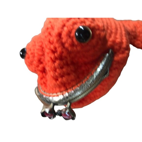 GOLD FISH HAND MADE CROCHET Purse Metal Vintage Frame Kiss Clasp Lock - Picture 11 of 11